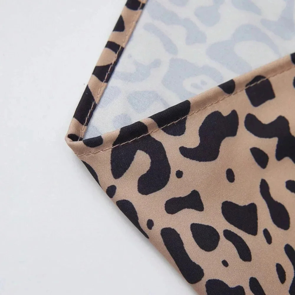 Khaki Casual Women's Leopard Print Twist Knot Mini Skirt - Picture 4 of 8